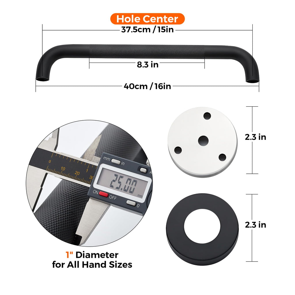 Grab Bars for Shower, 2 Pack 16-Inch Anti Slip Shower Handles for Elderly, Safety Shower Grab Bar, Stainless Steel Handicap Grab Bars for Bathroom (Polished Nickel 1" Diameter)