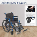 Drive Medical BLS18FBD-ELR Blue Streak Lightweight Wheelchair with Swing-Away Elevating Leg Rests and Flip-Back Arms