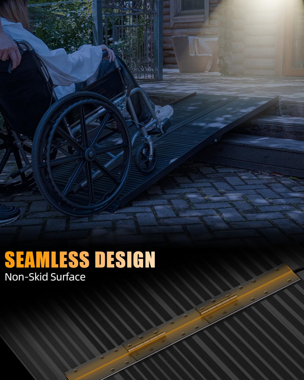 VNN Portable Wheelchair Ramp 4FT, Non-Slip Aluminum Folding Handicap Ramps, Door Threshold Wheelchair Ramps for Home, Threshold Ramp for Home Steps, Scooter Ramp, Doorways