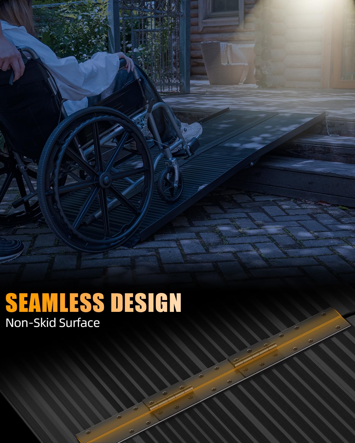 VNN Portable Wheelchair Ramp 4FT, Non-Slip Aluminum Folding Handicap Ramps, Door Threshold Wheelchair Ramps for Home, Threshold Ramp for Home Steps, Scooter Ramp, Doorways