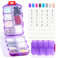3 Pack 14 Grids Travel Pill Organizer Box with 415-Pcs Medicine Name Labels - Pocket Daily Pharmacy Case Container Kit - Travel Medication Holder Dispenser for Fish Oil Vitamin Supplement Storage