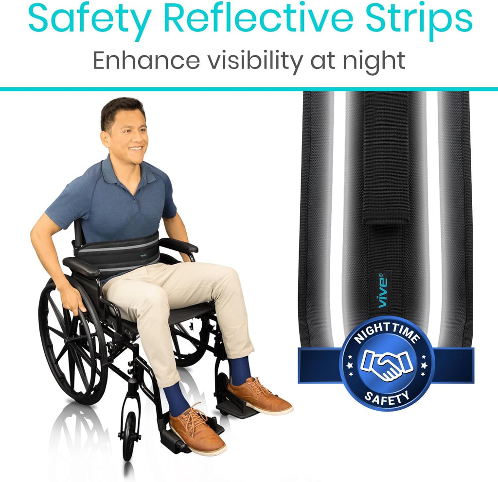 Vive Wheelchair Seatbelt - Safety Belt For The Elderly - Harness For Adults - Adjustable Straps For Chair/Bed Restraint - Patients Care - Falling out Prevention - For The Elderly, Pregnant & Paralyzed