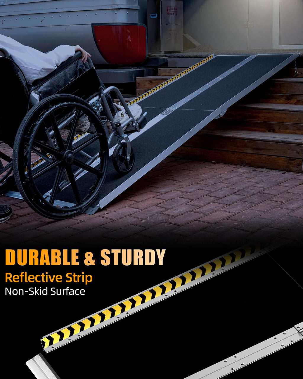 VNN Portable Wheelchair Ramp 4FT, Non-Slip Aluminum Folding Handicap Ramps, Door Threshold Wheelchair Ramps for Home, Threshold Ramp for Home Steps, Scooter Ramp, Doorways