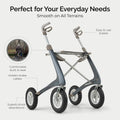 byACRE Carbon Overland/All Terrain Carbon rollator/Big Pneumatic Wheels/Lightweight at only 14.8 lbs/Foldable with seat