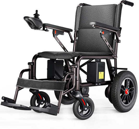 Electric Wheelchair for Adults - 15 Miles Long Travel Range, Lightweight Folding, Motorized Power Chair for Indoor/Outdoor Mobility - Compact Size - Black