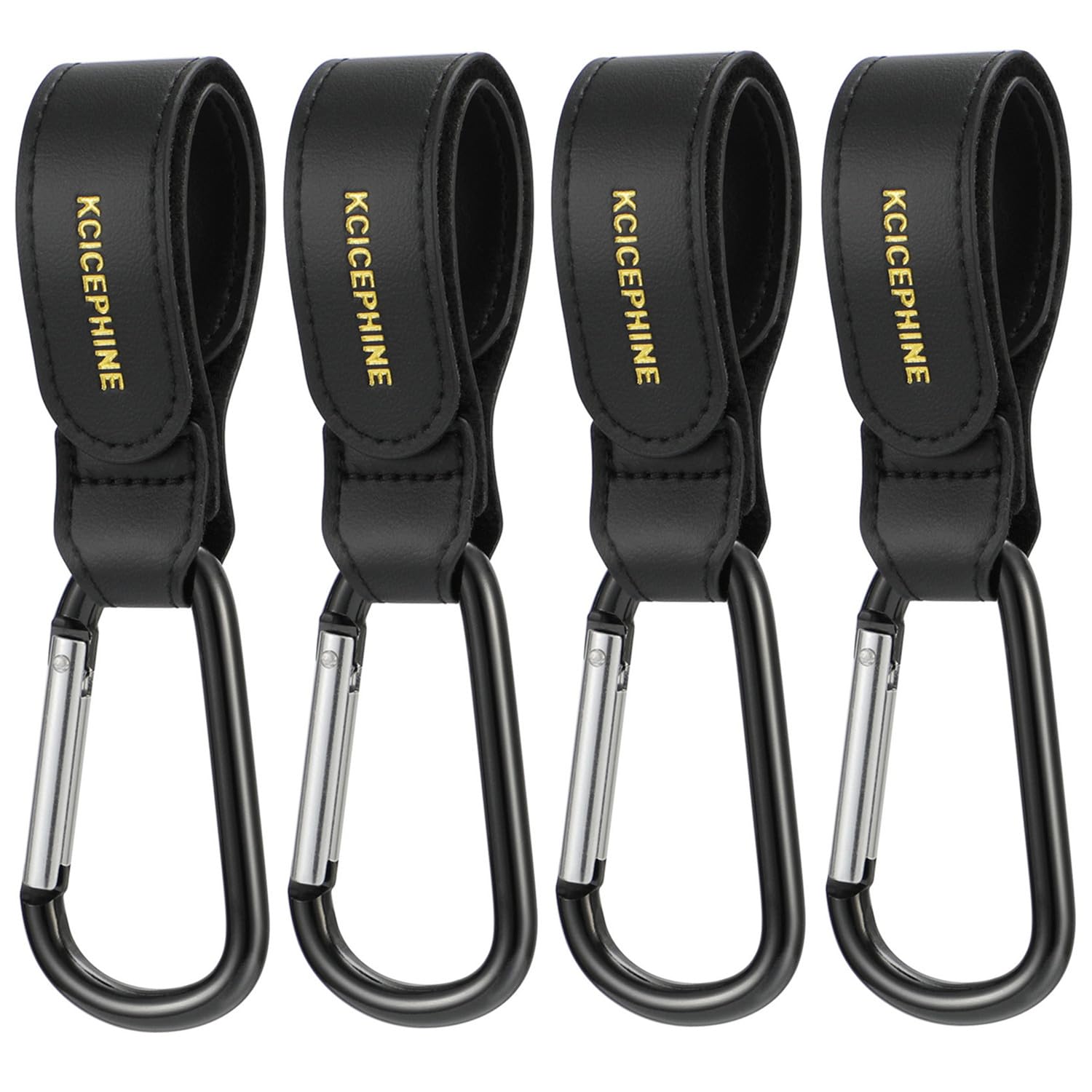 2 Pack Stroller Hooks, Stroller Straps for Diaper Bags,Adjustable Stroller Carabiner Clip,Baby Stroller Accessories for nuna,Uppababy,Bob,Hook for Bike,Scooter,Wheelchair,Walker Accessories（Black）