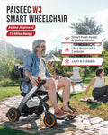 Foldable Electric Wheelchair for Adults & Seniors, Power Wheelchair Walker Combo with Height-Adjustable Handles, Airline Approved, Travel Size, 18 Miles Range, Paiseec W1 Motorized Wheelchair, Grey