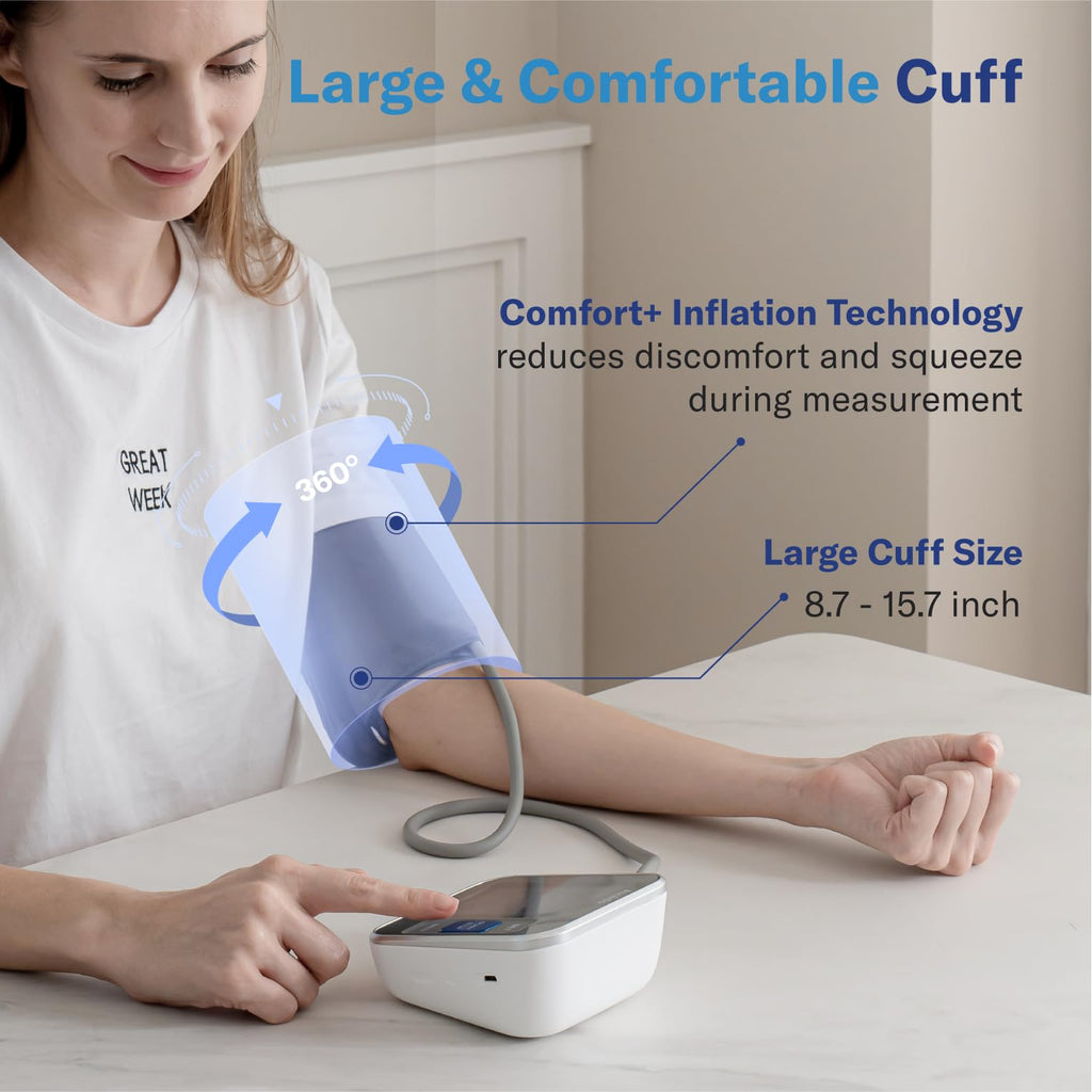Alcedo Blood Pressure Monitor for Home Use, Automatic Digital BP Machine with Large Cuff for Upper Arm, LCD Screen, 2x120 Memory, Talking Function