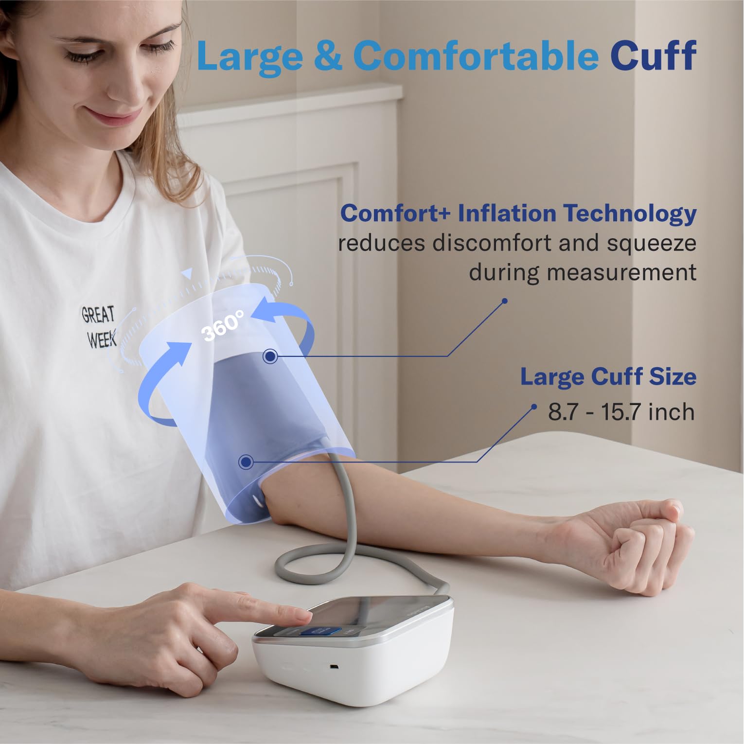 Alcedo Blood Pressure Monitor for Home Use, Automatic Digital BP Machine with Large Cuff for Upper Arm, LCD Screen, 2x120 Memory, Talking Function