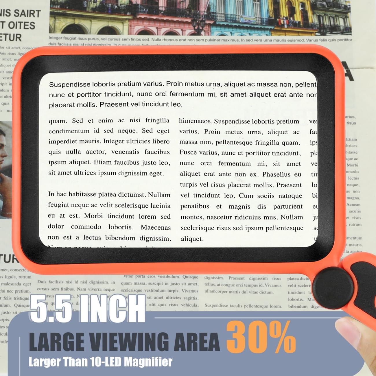 Magnifying Glass with Light, Rechargeable 5X Large Page Magnifier for Reading, Folding Handheld Dimmable, LED Lighted Rectangle Magnifier for Reading Book Small Print for Seniors Low Vision