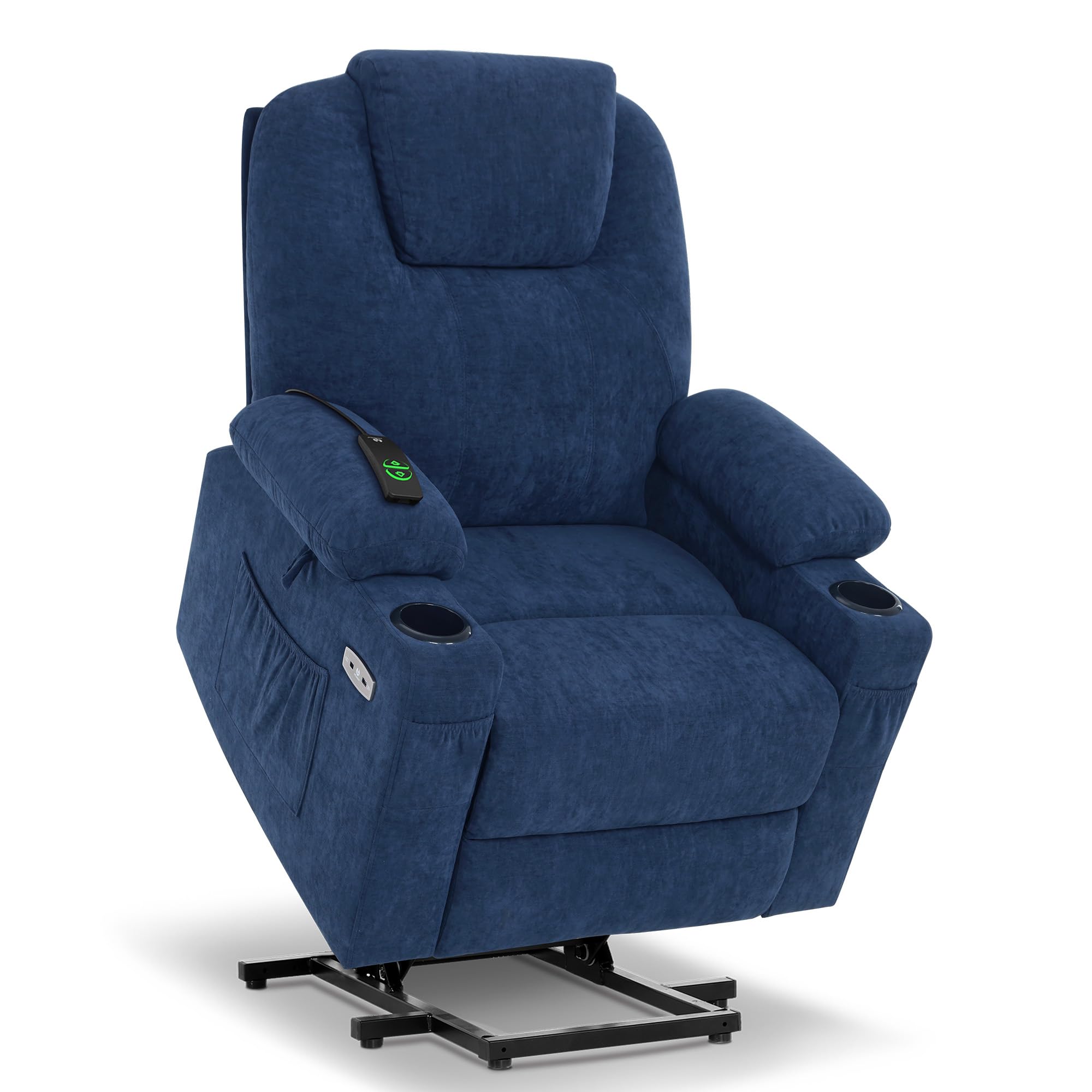 MCombo Power Lift Recliner Chair for Elderly, Lift Chair with Heat and Massage, FSC Certified, USB&Type C Ports, Cup Holders, Fabric 7040 (Medium, Gray)
