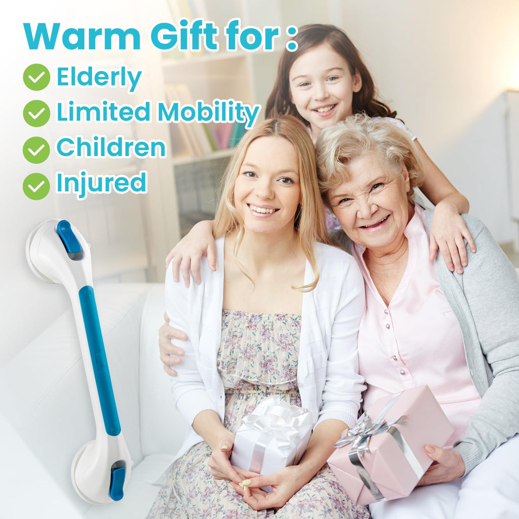 TAILI Grab Bars for Bathtubs and Showers 2 Pack Suction Grab Bar, Heavy Duty Shower Handle Removable Bath Handrails for Seniors and Elderly, Bathroom Safety Grip No Drilling Waterproof,Grey