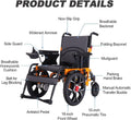 16" Big Front Wheel Electric Wheelchair, 19.7” Seat Width All Terrain Foldable Power Wheelchairs, Motorized Wheel Chair for Adults 330lbs, Dual Brakes, Rear Control Included, Led Light, Backpack