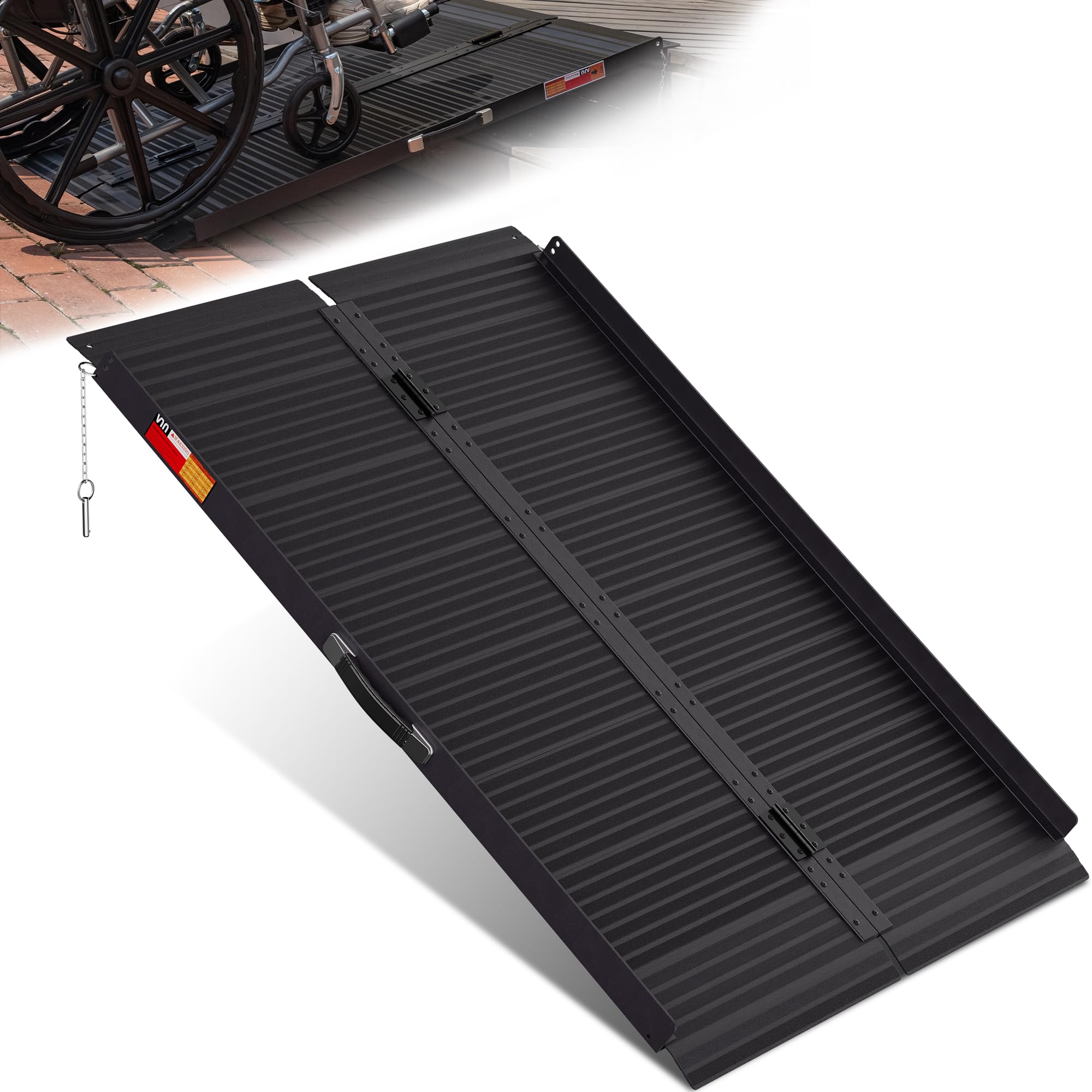VNN Portable Wheelchair Ramp 4FT, Non-Slip Aluminum Folding Handicap Ramps, Door Threshold Wheelchair Ramps for Home, Threshold Ramp for Home Steps, Scooter Ramp, Doorways