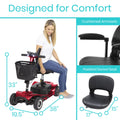 Vive 4 Wheel Mobility Scooter - Electric Powered Wheelchair Device - Compact Heavy Duty Mobile for Travel, Adults, Elderly - Long Range Power Extended Battery with Charger & Basket