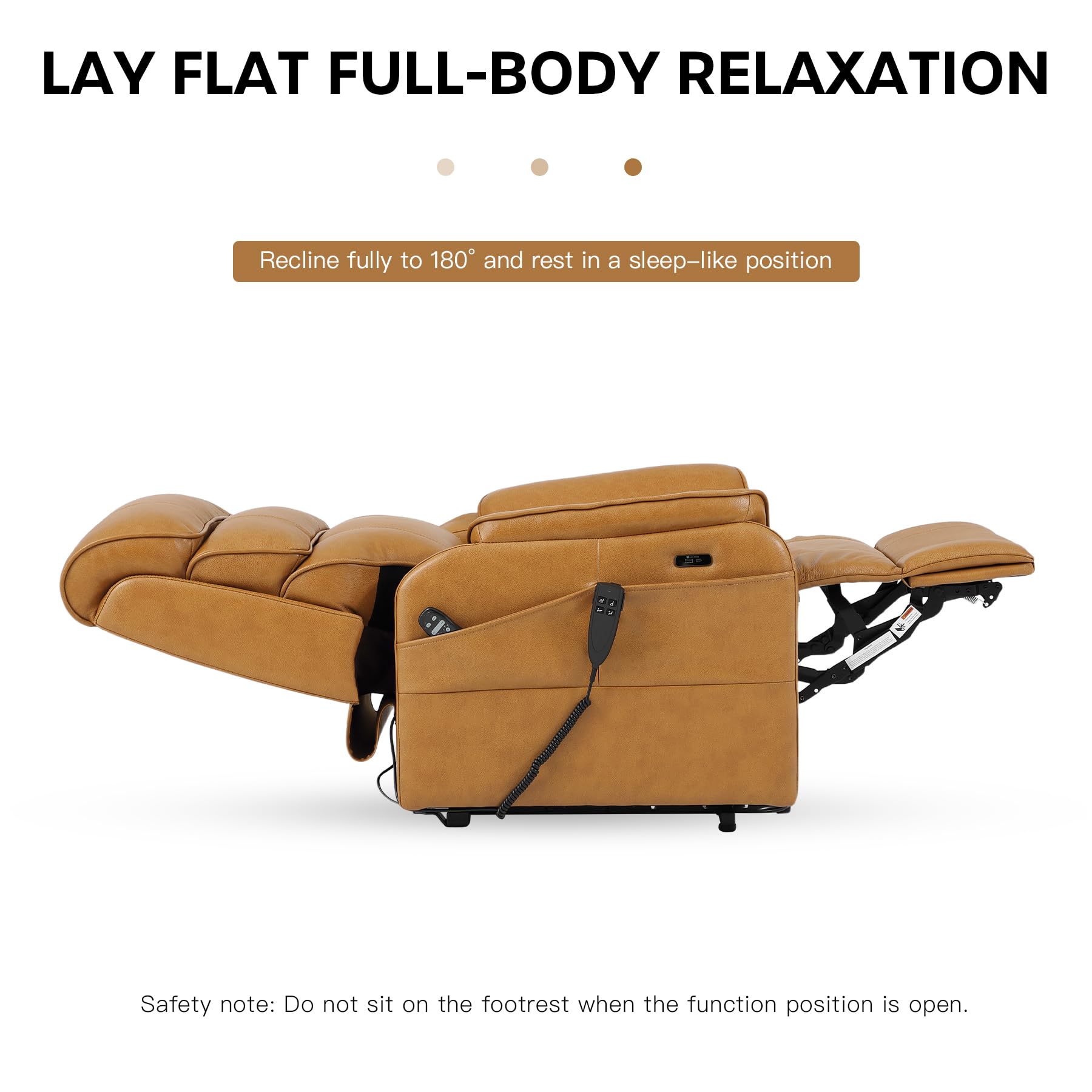 DYNOX Big Tall Man Large-Wide Power Dual Motor Lift Recliners Chairs for Elderly Lay Flat Lift Chair with Infinite Positions, Heat & Massage, Supports 400 LBS(9298L,Faux Leather,Brown)
