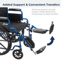 Drive Medical BLS18FBD-ELR Blue Streak Lightweight Wheelchair with Swing-Away Elevating Leg Rests and Flip-Back Arms