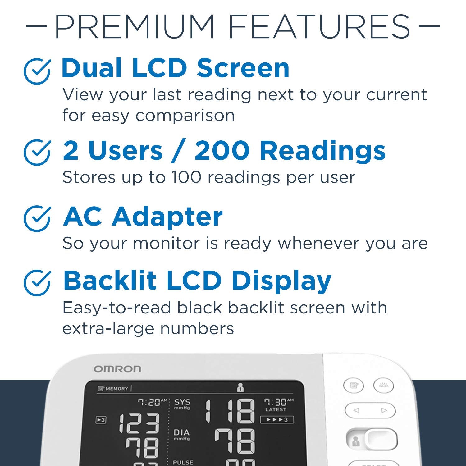 OMRON Platinum Blood Pressure Monitor, Upper Arm Cuff, Digital Bluetooth Blood Pressure Machine, Stores Up To 200 Readings for Two Users (100 readings each)