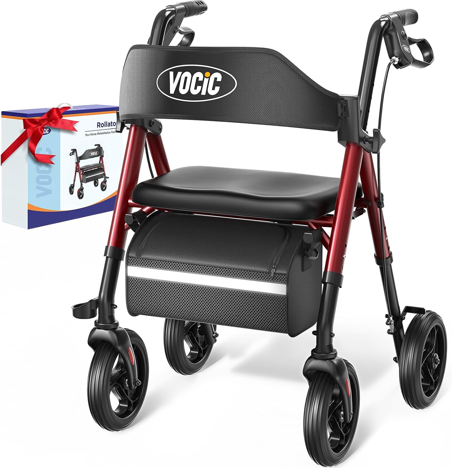 Walkers for Seniors, Z21 Rollator Walker with Seat Supports 350lb, 8" Big Wheels for All Terrain, Ergonomic Arc Seat & 6" Ultra Backrest Foldable Walker, Dual Height Adjustment, Lightweight 2025