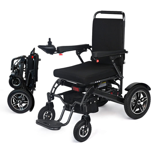 Foldable All-Terrain Electric Wheelchair for Adults, 500W Dual Motors, Lightweight Aluminum Alloy Frame, Lithium Battery, 300 lbs Capacity