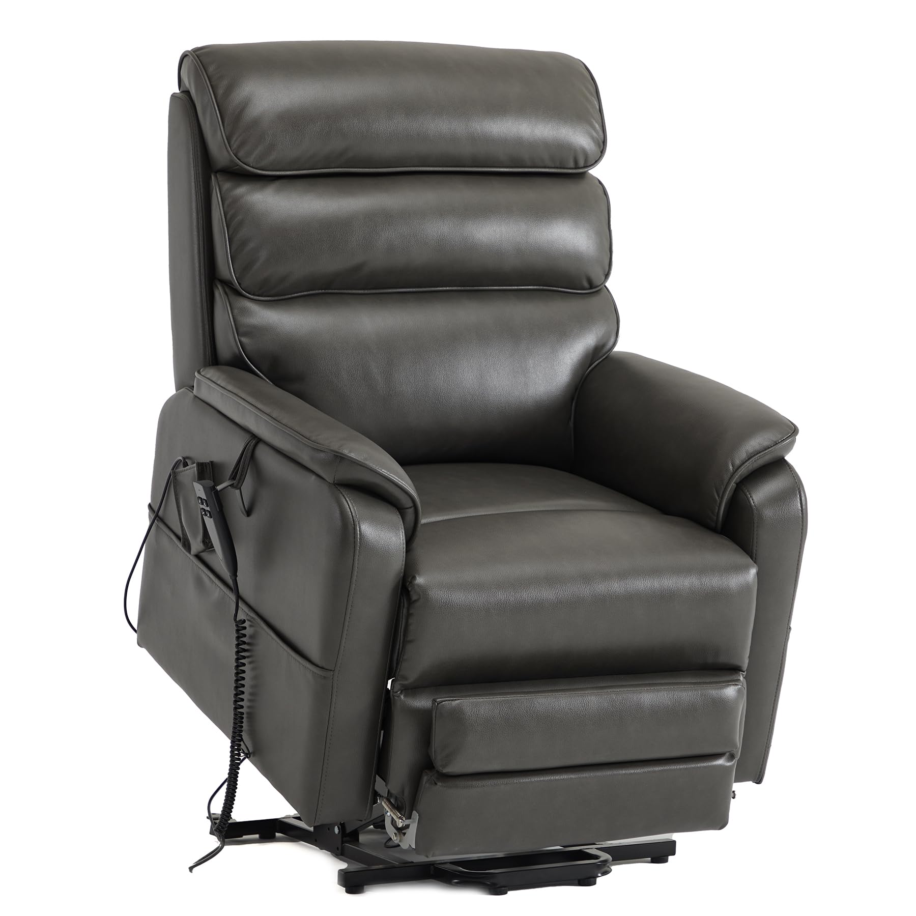 DYNOX Big Tall Man Large-Wide Power Dual Motor Lift Recliners Chairs for Elderly Lay Flat Lift Chair with Infinite Positions, Heat & Massage, Supports 400 LBS(9298L,Faux Leather,Brown)