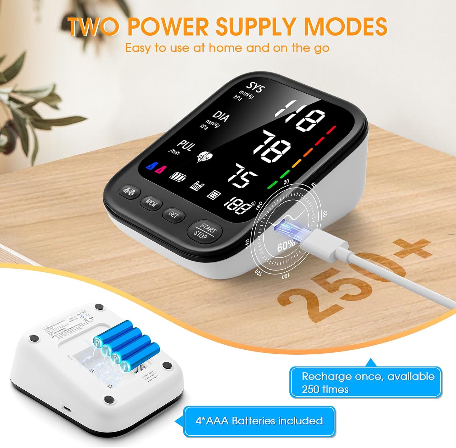 Blood Pressure Machine, Automatic Upper Arm Blood Pressure Monitor with 2x199 readout, 4.5 inch Backlit Large Screen Adjustable Large Cuff 9 to 17 inches - arrhythmia and Home Hypertension Detector