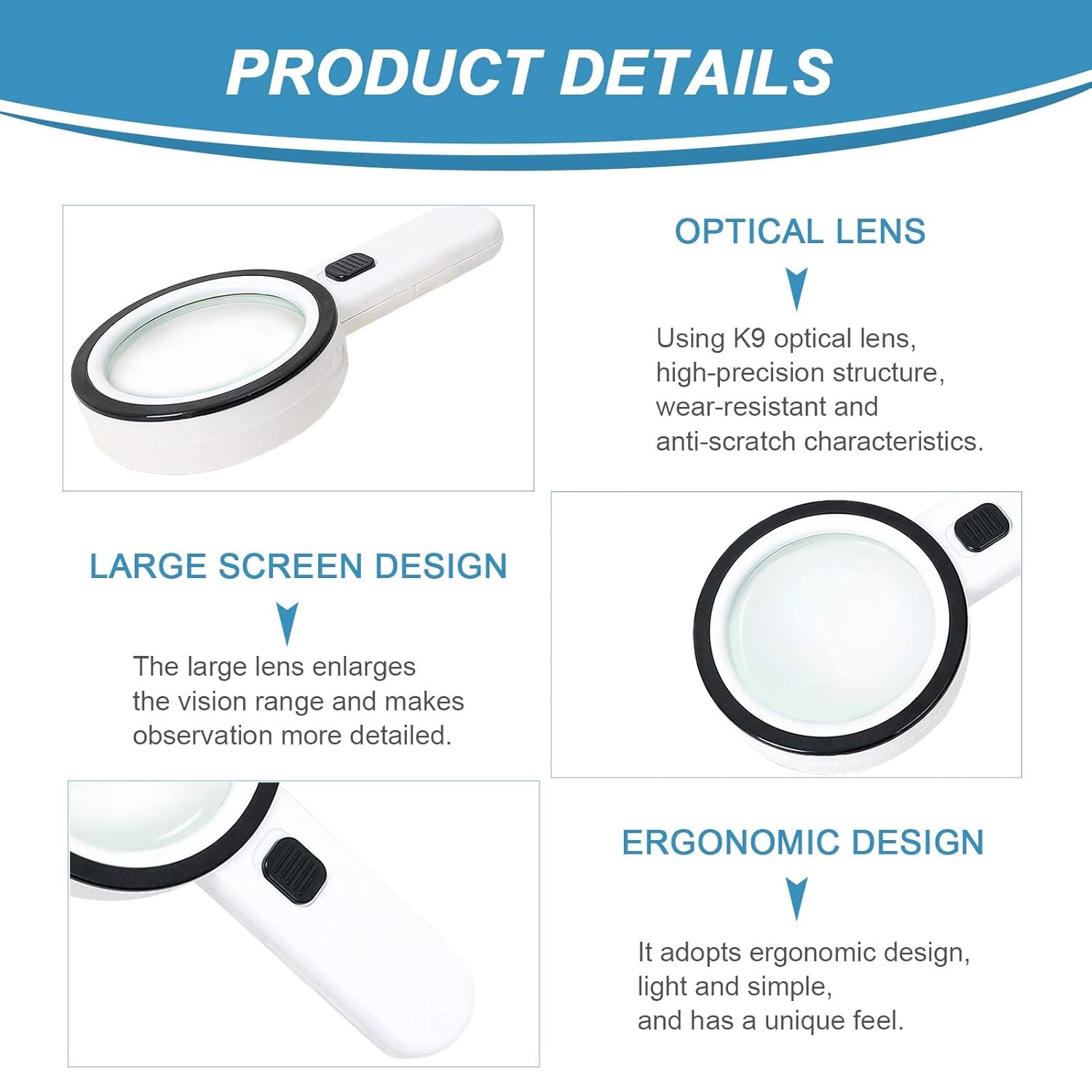 Magnifying Glass with 12 LED Lights, 30X Double Glass Lens Handheld Illuminated Magnifier Reading Magnifying Glass with for Seniors Read, Coins, Stamps, Map, Inspection, Macular Degeneration