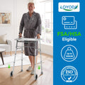 Folding Walker with 2 Skis and 5" Wheels, Lightweight Walkers for Seniors and Adults, Supports Up to 350 Pounds, Adjustable Height, Compact Standard Walker, Black