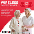 CallToU Caregiver Pager Wireless Call Button Nurse Alert System 500+ Feet for Home/Elderly/Patient/Disabled 1 Plugin Receiver 1 Waterproof Transmitter