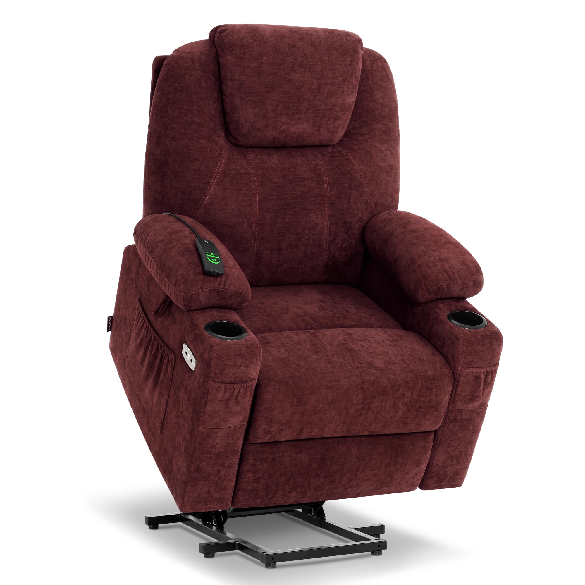 MCombo Power Lift Recliner Chair for Elderly, Lift Chair with Heat and Massage, FSC Certified, USB&Type C Ports, Cup Holders, Fabric 7040 (Medium, Gray)