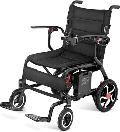 𝟐𝟔 𝐏𝐨𝐮𝐧𝐝𝐬 𝐂𝐚𝐫𝐛𝐨𝐧 𝐅𝐢𝐛𝐞𝐫 Electric Wheelchairs for Adults, 𝐔𝐥𝐭𝐫𝐚𝐥𝐢𝐠𝐡𝐭 𝐅𝐨𝐥𝐝𝐚𝐛𝐥𝐞 All Terrain Power Wheelchair, 300W Dual Motors Support 250 LBS