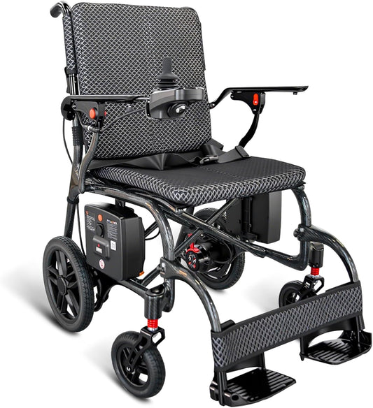 26.4 LBS Lightweight Full Carbon Fiber Electric Wheelchair for Adults, Foldable Lightweight Wheelchair, 300W Brushless Motor, 25 Mile Range