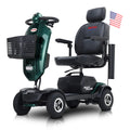 Metro Mobility 4 Wheel Folding Mobility Scooters for Seniors - 300 lbs Capacity Electric Mobility Scooter for Adults - Long Range Power Extended Battery with Thickened Seat and Crutch Box - Emerald