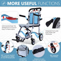 Super Lightweight Portable Transit Travel Wheelchair, Upgraded Folding Transport Wheelchairs (Weight 26.7lbs) for Adults and Seniors, Come with Telescopic Handle and Travel Bag