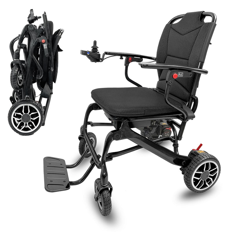 𝟐𝟔 𝐏𝐨𝐮𝐧𝐝𝐬 𝐂𝐚𝐫𝐛𝐨𝐧 𝐅𝐢𝐛𝐞𝐫 Electric Wheelchairs for Adults, 𝐔𝐥𝐭𝐫𝐚𝐥𝐢𝐠𝐡𝐭 𝐅𝐨𝐥𝐝𝐚𝐛𝐥𝐞 All Terrain Power Wheelchair, 300W Dual Motors Support 250 LBS