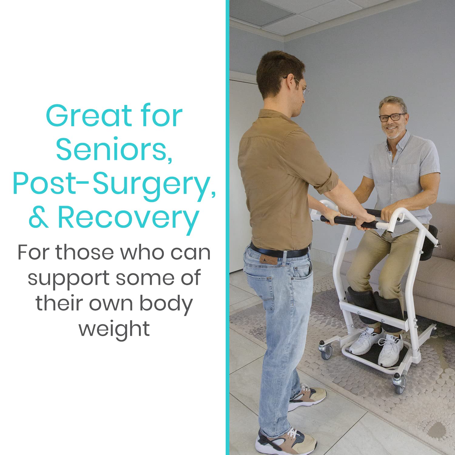 Vive Mobility Sit to Stand Patient Lift for Handicapped - Stand Assist Lift Aid for Home Care Use - Elderly Lift Assist Transfer Device - Transport Chair Stand Assist for Seniors, Adults & Disabled