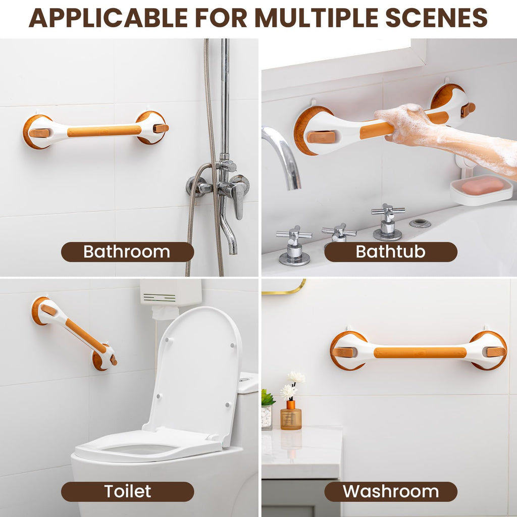 TAILI Grab Bars for Bathtubs and Showers 2 Pack Suction Grab Bar, Heavy Duty Shower Handle Removable Bath Handrails for Seniors and Elderly, Bathroom Safety Grip No Drilling Waterproof,Grey