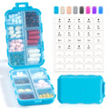 3 Pack 14 Grids Travel Pill Organizer Box with 415-Pcs Medicine Name Labels - Pocket Daily Pharmacy Case Container Kit - Travel Medication Holder Dispenser for Fish Oil Vitamin Supplement Storage