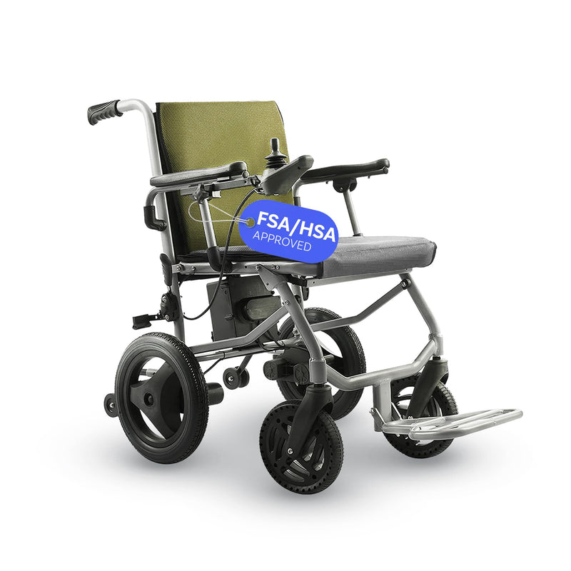 Culver Mobility Kano Foldable Electric Wheelchair, Travel Size, User-Friendly, FSA HSA Eligible Wheelchairs for Adults Lightweight, (Green)