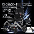 16" Big Front Wheel Electric Wheelchair, 19.7” Seat Width All Terrain Foldable Power Wheelchairs, Motorized Wheel Chair for Adults 330lbs, Dual Brakes, Rear Control Included, Led Light, Backpack