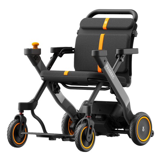 Foldable Electric Wheelchair for Adults & Seniors, Power Wheelchair Walker Combo with Height-Adjustable Handles, Airline Approved, Travel Size, 18 Miles Range, Paiseec W1 Motorized Wheelchair, Grey