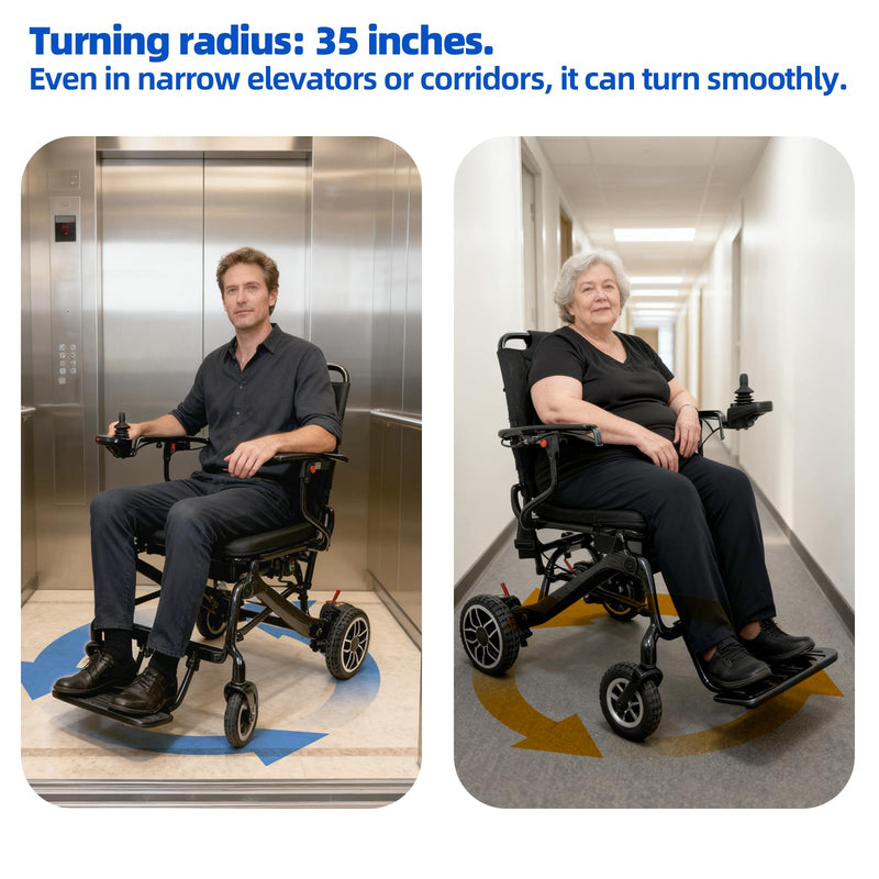 𝟐𝟔 𝐏𝐨𝐮𝐧𝐝𝐬 𝐂𝐚𝐫𝐛𝐨𝐧 𝐅𝐢𝐛𝐞𝐫 Electric Wheelchairs for Adults, 𝐔𝐥𝐭𝐫𝐚𝐥𝐢𝐠𝐡𝐭 𝐅𝐨𝐥𝐝𝐚𝐛𝐥𝐞 All Terrain Power Wheelchair, 300W Dual Motors Support 250 LBS