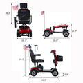 Metro Mobility 4 Wheel Folding Mobility Scooters for Seniors - 300 lbs Capacity Electric Mobility Scooter for Adults - Long Range Power Extended Battery with Thickened Seat and Crutch Box - Emerald