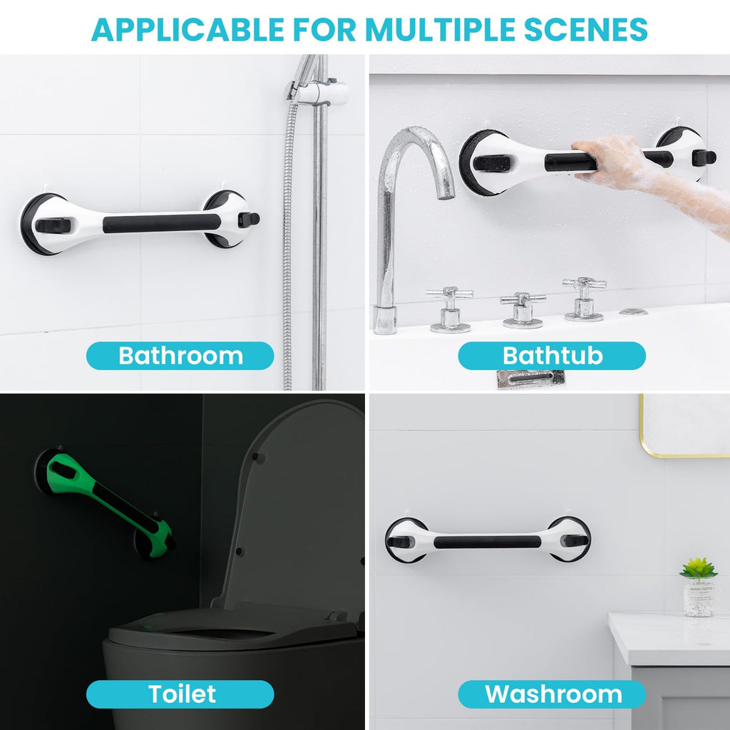 TAILI Grab Bars for Bathtubs and Showers 2 Pack Suction Grab Bar, Heavy Duty Shower Handle Removable Bath Handrails for Seniors and Elderly, Bathroom Safety Grip No Drilling Waterproof,Grey