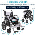Vive Folding Electric Wheelchair - Foldable Wheel Chair, Narrow Power Scooter, Heavy Duty, TSA Approved - Compact Size for Seniors Adults - Battery Portable, Folds, Shock-Absorbing (16 x 30 x 28.5)