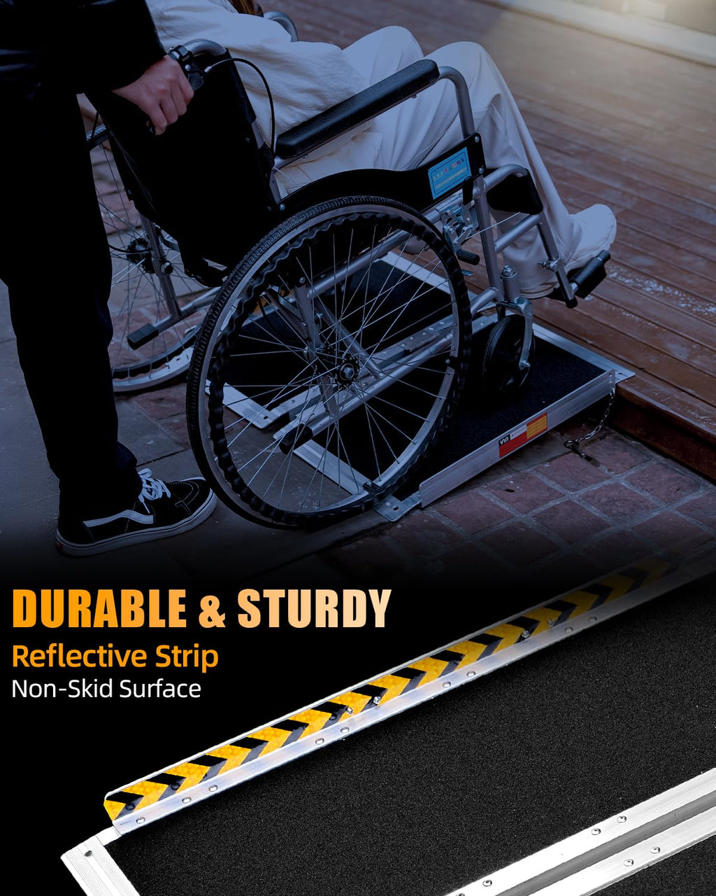 VNN Portable Wheelchair Ramp 4FT, Non-Slip Aluminum Folding Handicap Ramps, Door Threshold Wheelchair Ramps for Home, Threshold Ramp for Home Steps, Scooter Ramp, Doorways