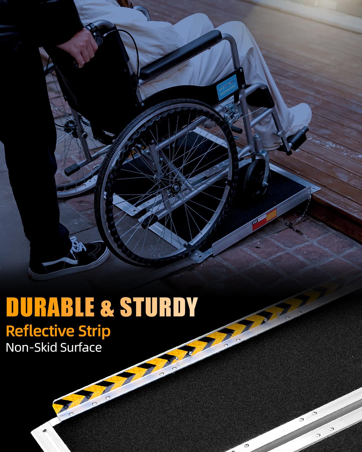VNN Portable Wheelchair Ramp 4FT, Non-Slip Aluminum Folding Handicap Ramps, Door Threshold Wheelchair Ramps for Home, Threshold Ramp for Home Steps, Scooter Ramp, Doorways