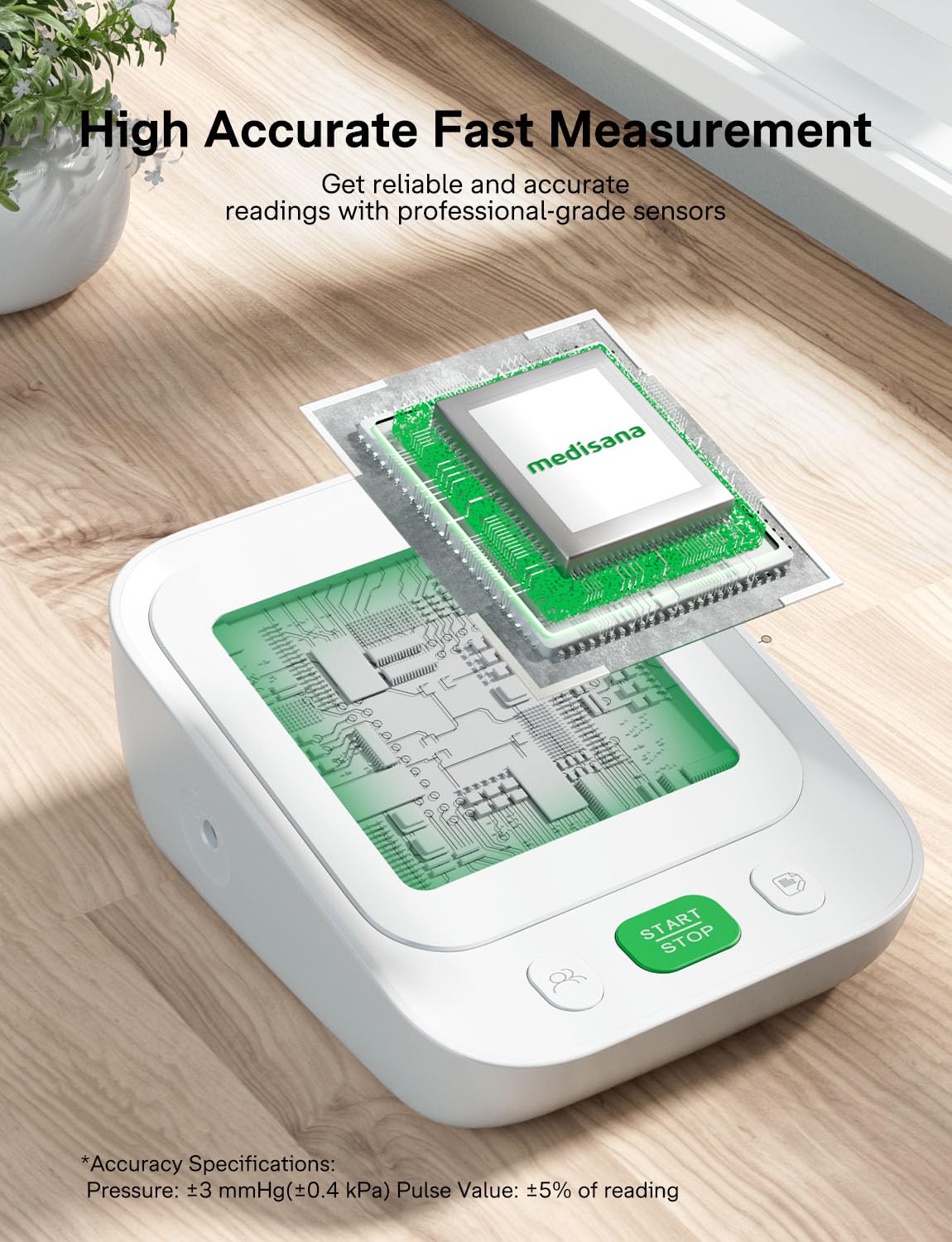 Blood Pressure Monitor with 2x199 Sets Memory, Medisana Automatic Upper Arm Blood Pressure Monitor for Home Use, 4.5" Color LED Backlit Display, Adjustable Large Cuff, Home Hypertension Detector