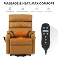 DYNOX Big Tall Man Large-Wide Power Dual Motor Lift Recliners Chairs for Elderly Lay Flat Lift Chair with Infinite Positions, Heat & Massage, Supports 400 LBS(9298L,Faux Leather,Brown)
