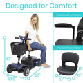 Vive 4 Wheel Mobility Scooter - Electric Powered Wheelchair Device - Compact Heavy Duty Mobile for Travel, Adults, Elderly - Long Range Power Extended Battery with Charger & Basket